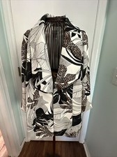 chicos 1 black white tan open 3/4 sleeve blazer