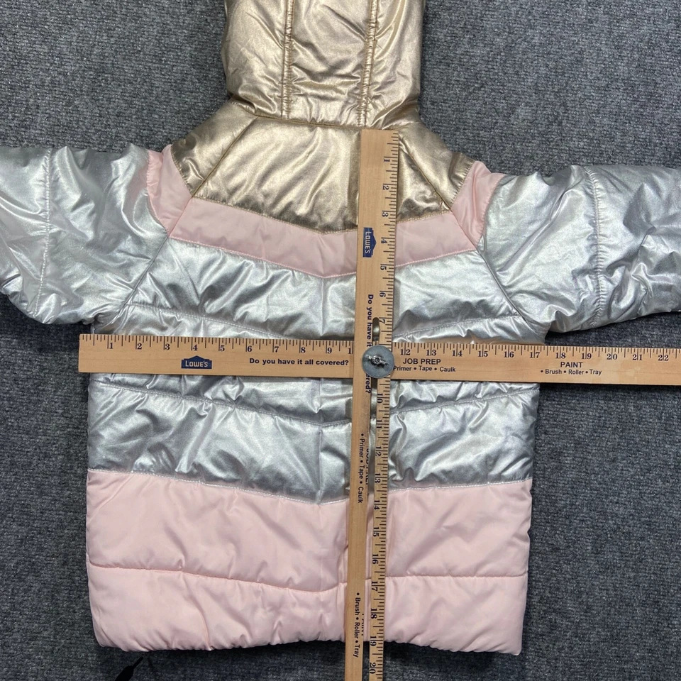 Rothschild Jacket Girls Medium Pink Gold Silver Hooded Insulated Full Zip - Image 4 of 4