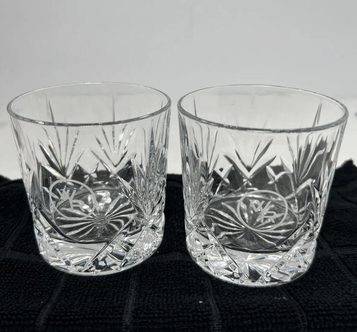 Set of 2 Woodford Reserve Bourbon Glencairn Crystal Rock Glasses Low