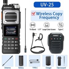 BAOFENG UV-25 WALKIE TALKIE LONG RANGE TRI-POWER TWO WAY RADIO BLUETOOTH MIC 771