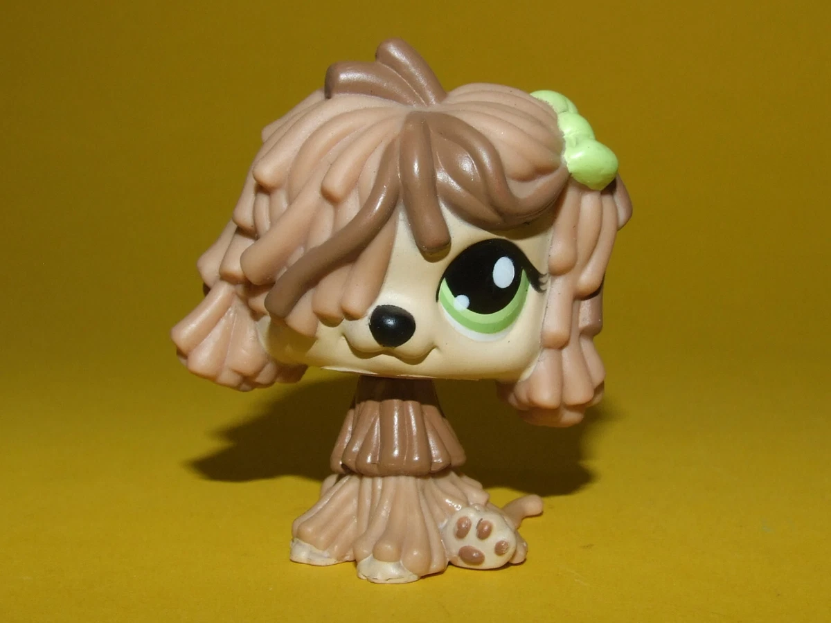 2 Rare Littlest Pet Shop LPS AUTHENTIC Brown Komondor Mop Puppy Dog 1866
