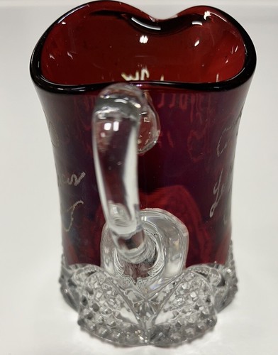 Fort Wayne Indiana Antique 1906 Ruby Red Flash Glass Creamer Lena - Picture 5 of 9