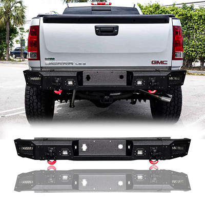 Vijay For 2007-2013 GMC Sierra 1500 Steel Rear Bumper With LED Lights&D-Rings