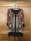 Women's Brown and Black Tunic Top With Abstract and Leopard Patterns, Siz