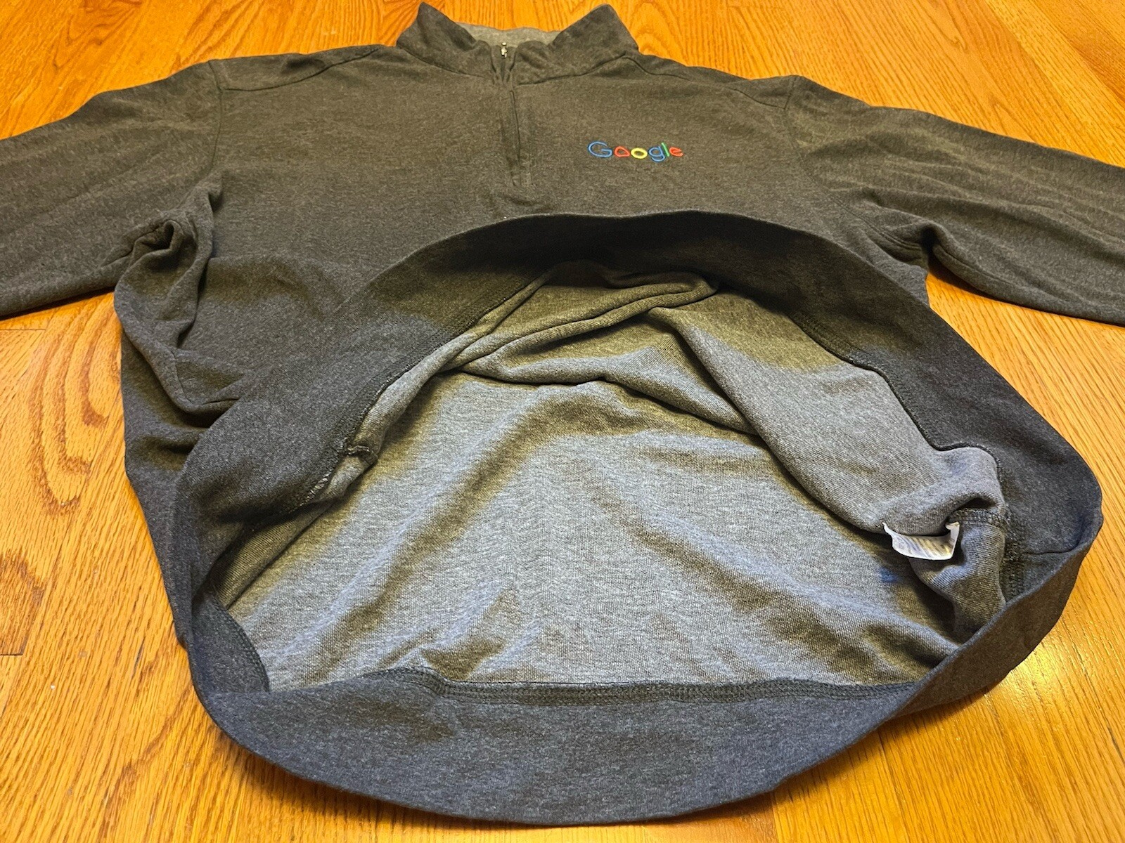 GOOGLE logo 1/4 ZIP Pullover Sweatshirt Gray Larg… - image 9