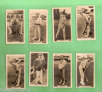 wills cigarette cards cricketers #D111. EIGHT 1928 - 1929 WILLS CRICKET CIGARETTE CARDS