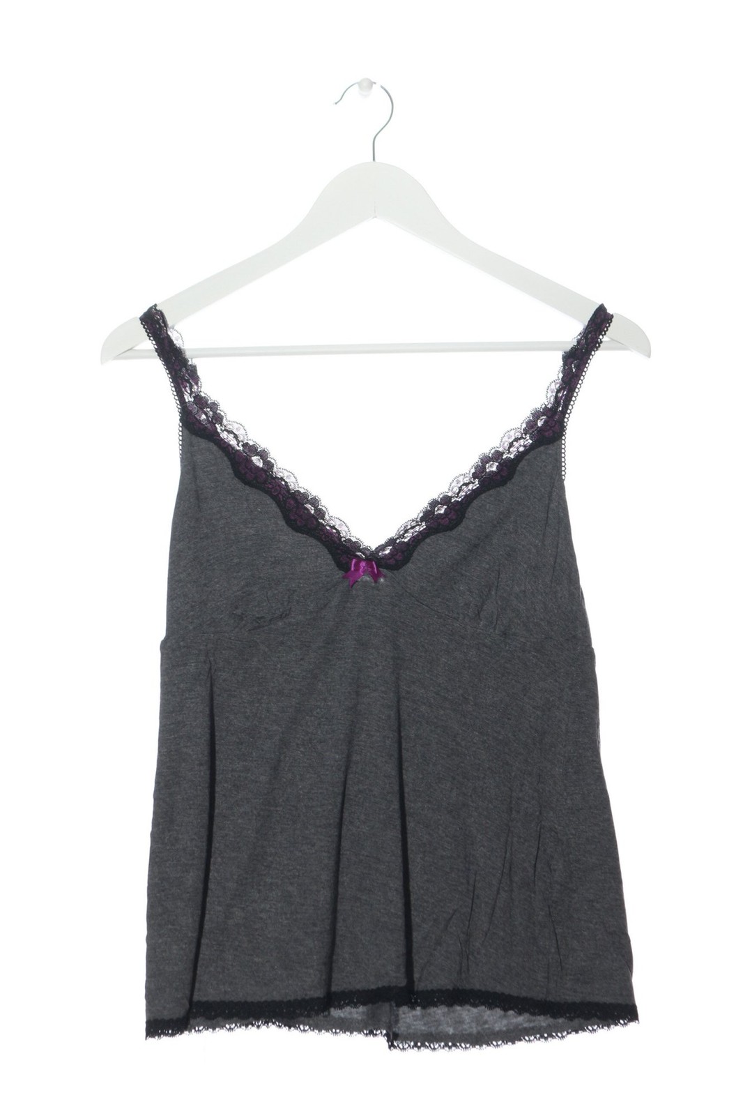 CYNTHIA ROWLEY Spaghettiträger Top Damen Gr. DE 38 hellgrau-schwarz Casual-Look