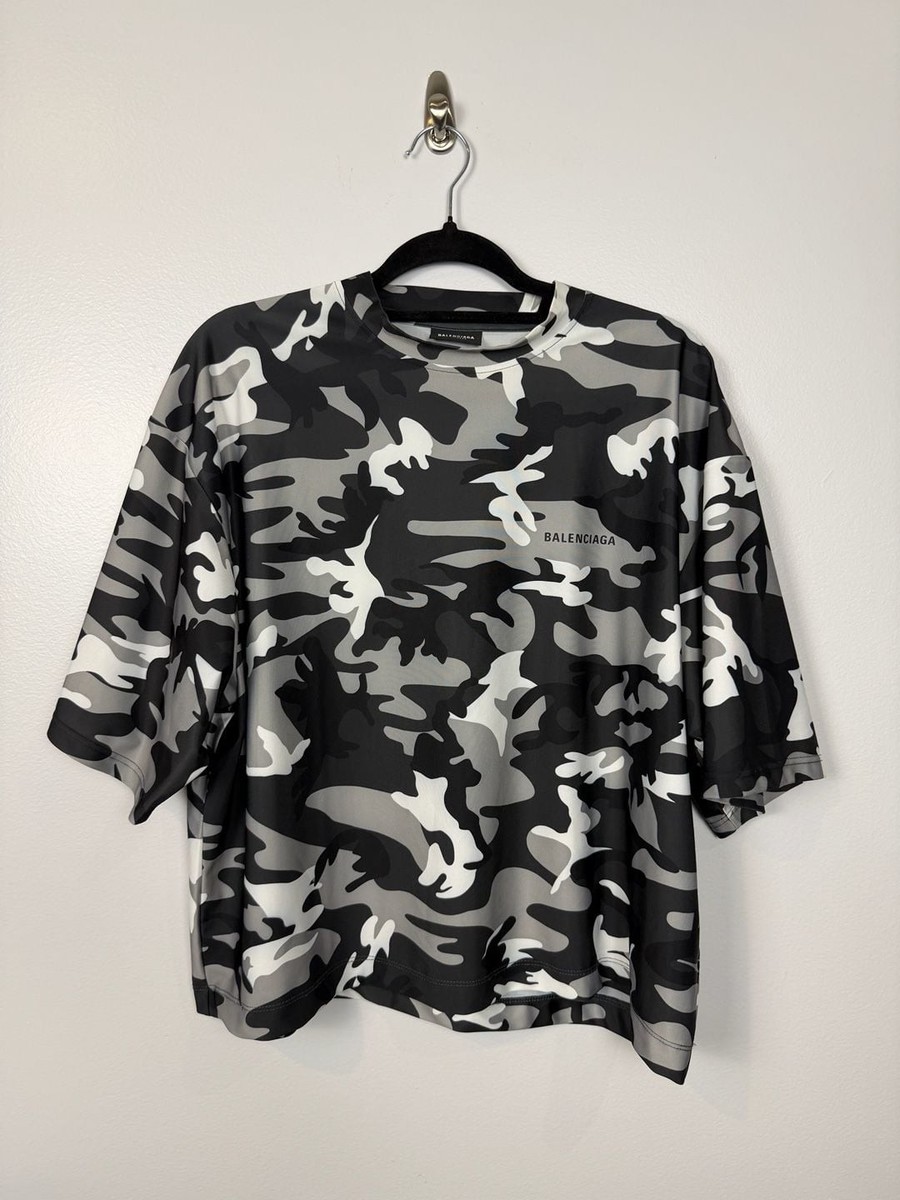 バレシンシアガ 迷彩 BALENCIAGA CAMO 大丸購入品 Balenciaga Swimwear Camouflage Oversized Shell T-Shirt Snow Camo