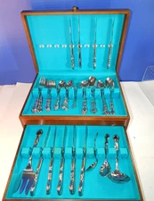 Vintage Royal Manor Wm Rogers & Son Stainless Flatware Service for 8 +/box 62pcs