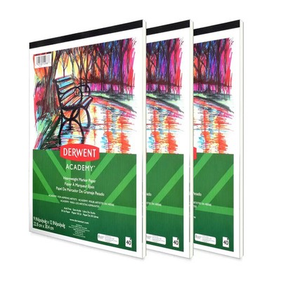 3 x Derwent Academy Heavyweight Acid-Free Marker Paper Pad  9'' x 12'' (DER 54988)