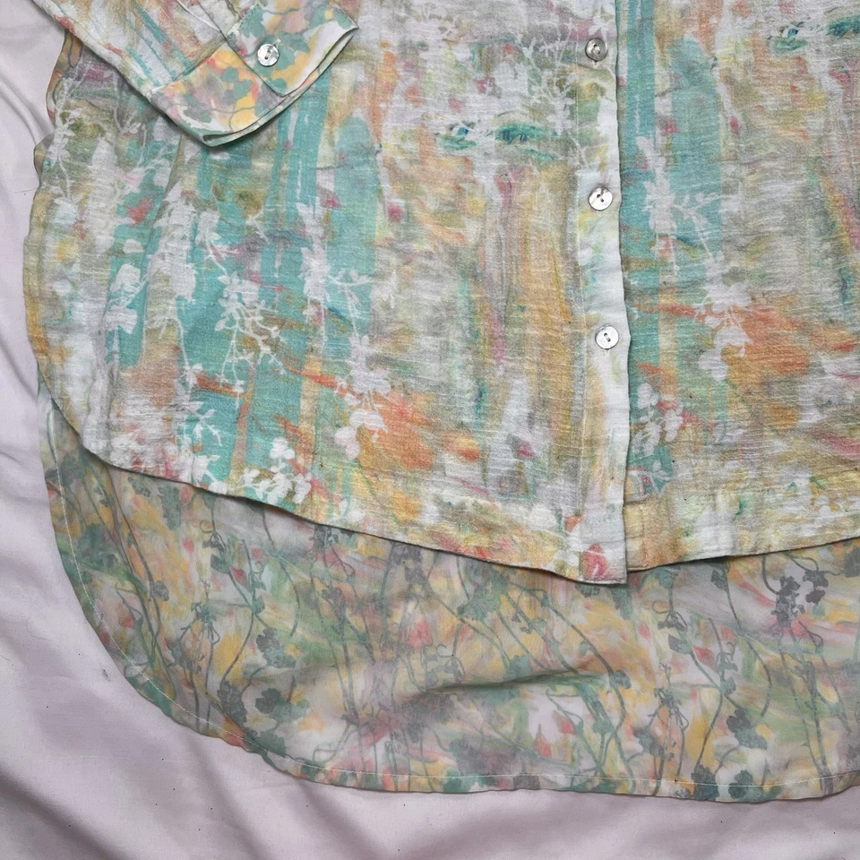 Blusa suave envolvente mujer talla XL acuarela conjunto gasa túnica fluida top Foto 3 de 4