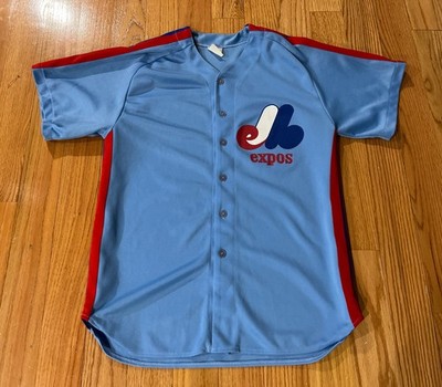 Vintage MLB 80s 90s Montreal Expos Baseball Button Up jersey S/M