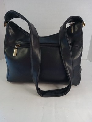 Black Minimalist hobo Shoulder Bag Gold Tone