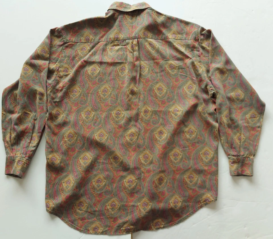 Blusa Camisa Jaeger Vintage Talla Pequeña Patrón Paisley Hecha en Inglaterra Foto 3 de 4