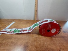 Christmas Wired Ribbon 34 Ft 2.5 In Wide Old Pick-Up & Camper in Trees
