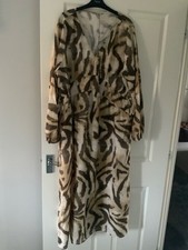 maxi abito donna Next lino stampa animalier taglia uk 20, ottime condizioni
