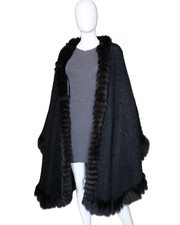 Vintage 1970s YSL Cashmere and Mohair Cape, Black Excellent Condition