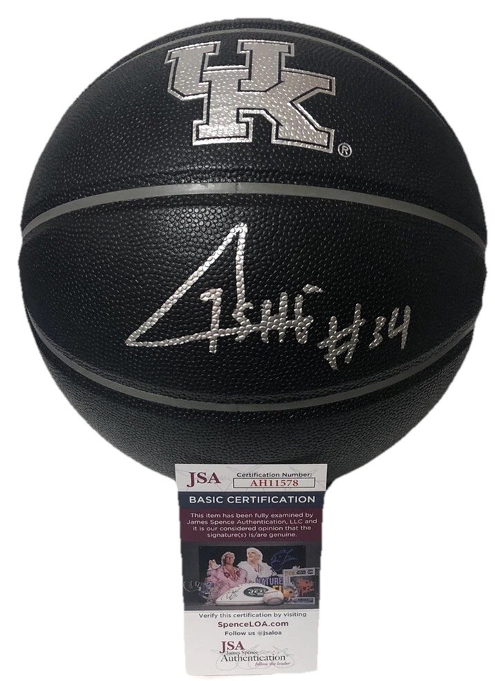 OSCAR TSHIEBWE KENTUCKY WILDCATS SIGNED AUTOGRAPHED LOGO BASKETBALL JSA 