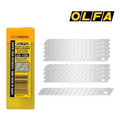 OLFA AB-10S Stainless Steel Blades 9mm Standard Duty 10PCS Plastic Case