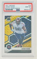 Akiem Hicks 2021 Mosaic #45 Black Gold Choice Prizm SSP /8 PSA 10 Chicago Bears