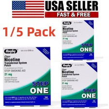 1-5 Pack Rugby Clear Nicotine 21mg Transdermal System Patch Step 1 Exp 06/2028