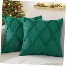 Christmas Throw Pillow Covers 18x18 Inch Set of 2, 18" x 18" Pack of 2 Green