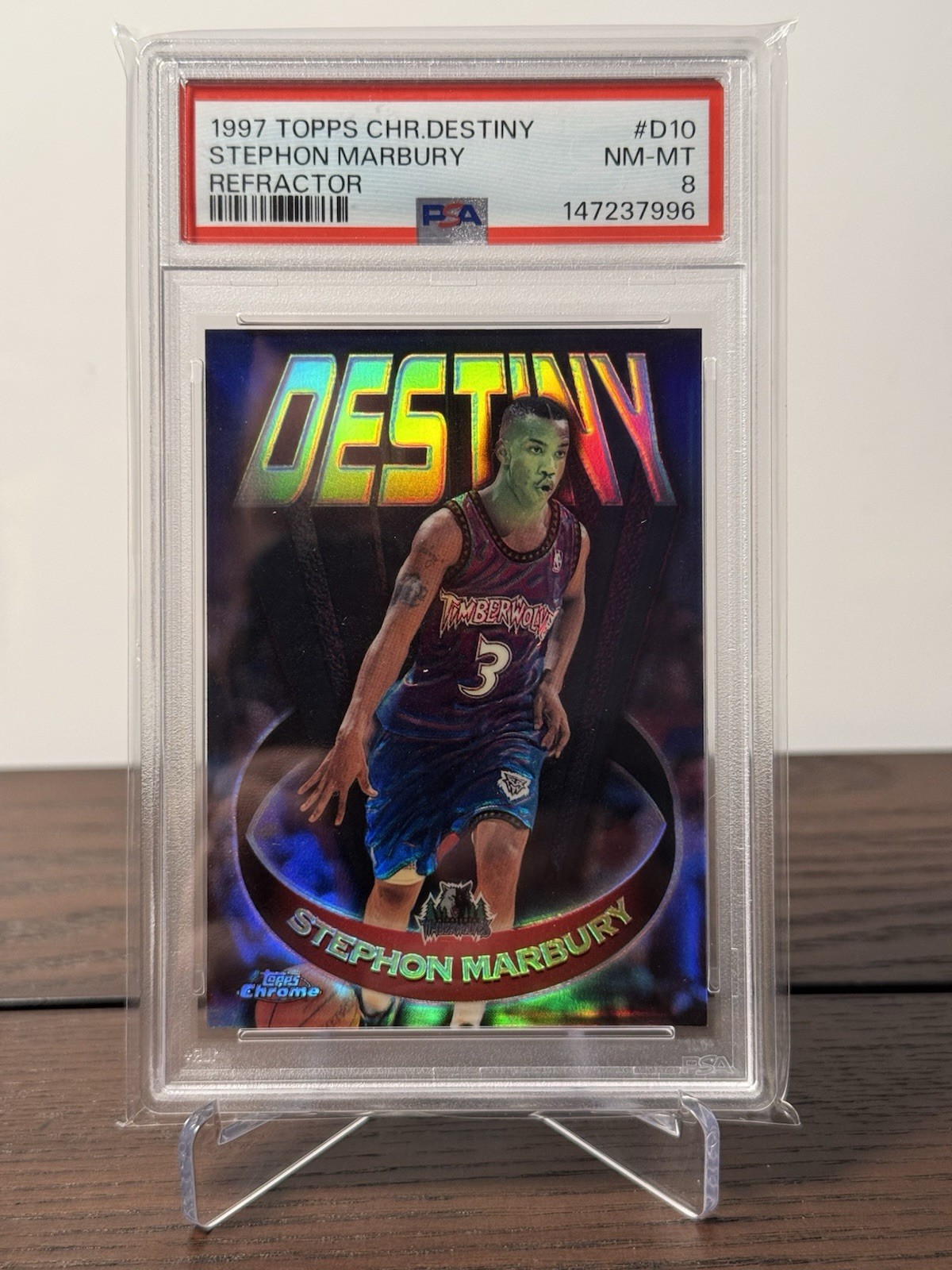 1997 Topps Chrome Destiny Stephon Marbury #D10 Refractor PSA 8 Vintage