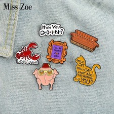 Friends How You Doin Enamel Pin Custom Smelly Cat Sofa Lobster Turkey Brooch Lap