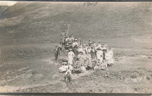 1913 RPPC Los Angeles CA School Group Outdoor Students Teachers Photo Postcard