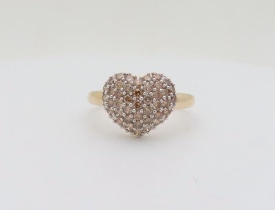 14k Natural Diamonds Rings Heart Jewelry Solid Gold Chocolatey Ring US 11 R1050