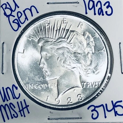 1923 BU UNCIRCULATED SILVER PEACE DOLLAR AUTHENTIC U.S. MINT FREE SHIPPING 3745
