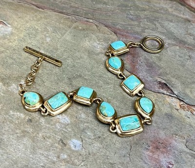 Barse NWT Blue Turquoise Golden Bronze Toggle Bracelet
