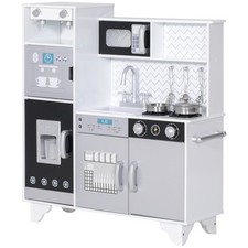 AIYAPLAY Kids Play Kitchen Toy Kitchen with Stove Sounds, Ice & Coffee Maker