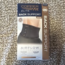 Copper Fit Elite Back Support Adjustable Breathable Unisex One Size Black