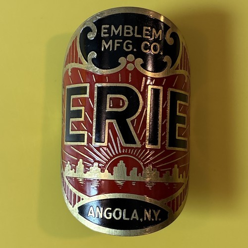 Vintage Pre-War ERIE Emblem Mfg Co Angola NY Bicycle Head Badge NOS