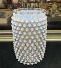 Vintage Fenton Moonstone Hobnail Vase 6.25″ Opalescent Crimped Edge 1940s-50s