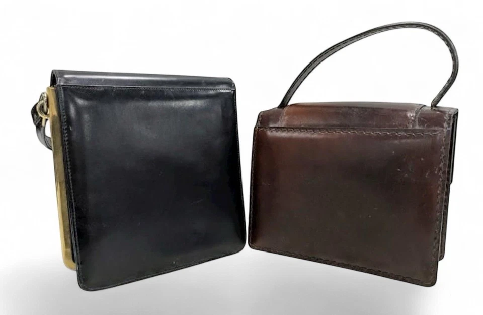 2 Vintage Unbranded Brown And Black Handbag Purses - Image 2 of 4