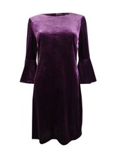 Tommy Hilfiger Women's Velvet Bell-Sleeve Dress (6, Aubergine) 192114700195