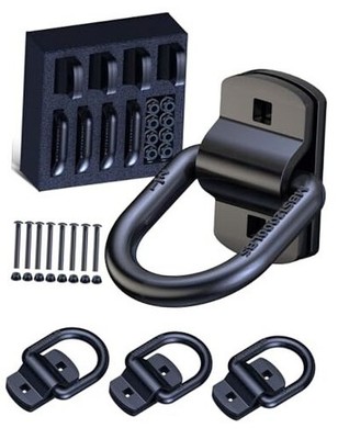 1/2'' D Rings Tie Down Anchors, 12000LBS Heavy Duty Bolt-On Forged 4-Pack Black