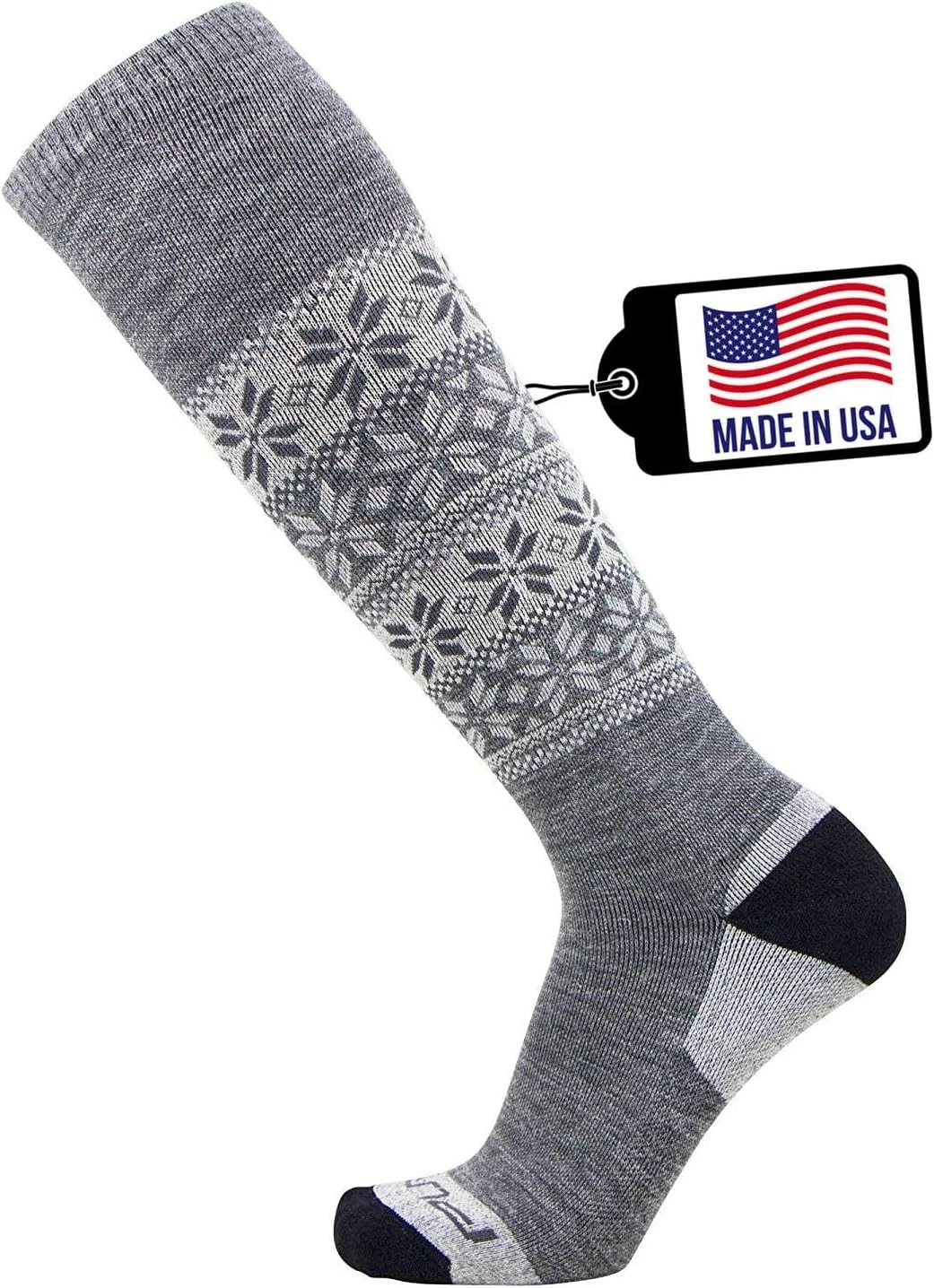 Pure Athlete Alpaca Ski Socks – Men Warm Wool Sock, Medium, 1 Pair - Grey