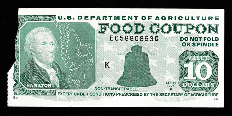 Food Stamp Coupon one-$10.00 E05880863C M/C K 1994 TOKEN SCRIP. USDA