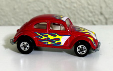 Hot Wheels Blackwall Vw Volkswagen Beetle Bug Red With Flames Rare Exc Cond
