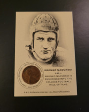 Bronko Nagurski Authenticated Ink 1951 Lincoln Wheat Penny College HOF Card