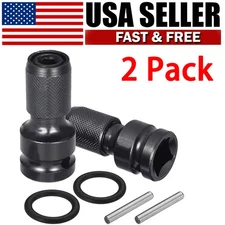 2Pcs 1/2" Drive To 1/4" Socket Adapter for IMPACT WRENCH Hex Drill Chuck Convert