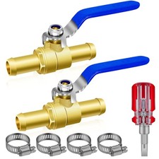 5/8" Heater Hose Shut Off Valve, 2PCS Brass Hose Barb Shut Off Valve, 5/8'' P...
