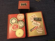 Vtg Duratone Plastic Coated Double Deck Playing Cards - Casino Chips And Liquor