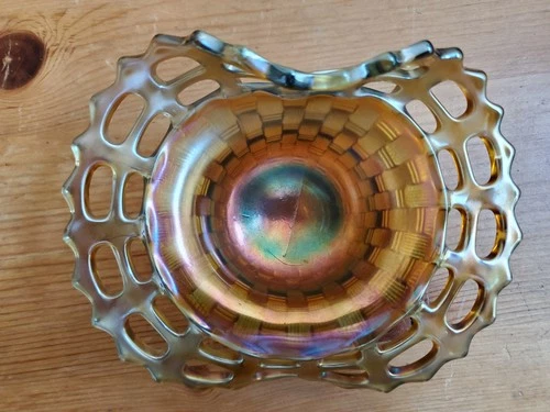 Carnival Glass FENTON  AQUA Open Edge JIP  Hat