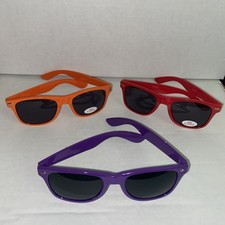 3pc. Lot Vintage Promo 80's Unisex Sunglasses classic square Orange/Red/Purple