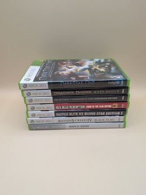 Microsoft Xbox 360 Game Lot 7 Red Dead Redemption Witcher 2 AC Black Flag