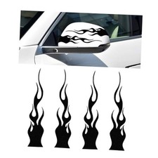 4 PCS Car Flame Reflective Sticker, Waterproof Racing Sports Flame Black,b